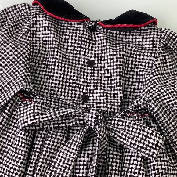 Rare Editions Smocked Houndstooth Floral velvet trim dress size 18M EUC - Picture 12 of 14